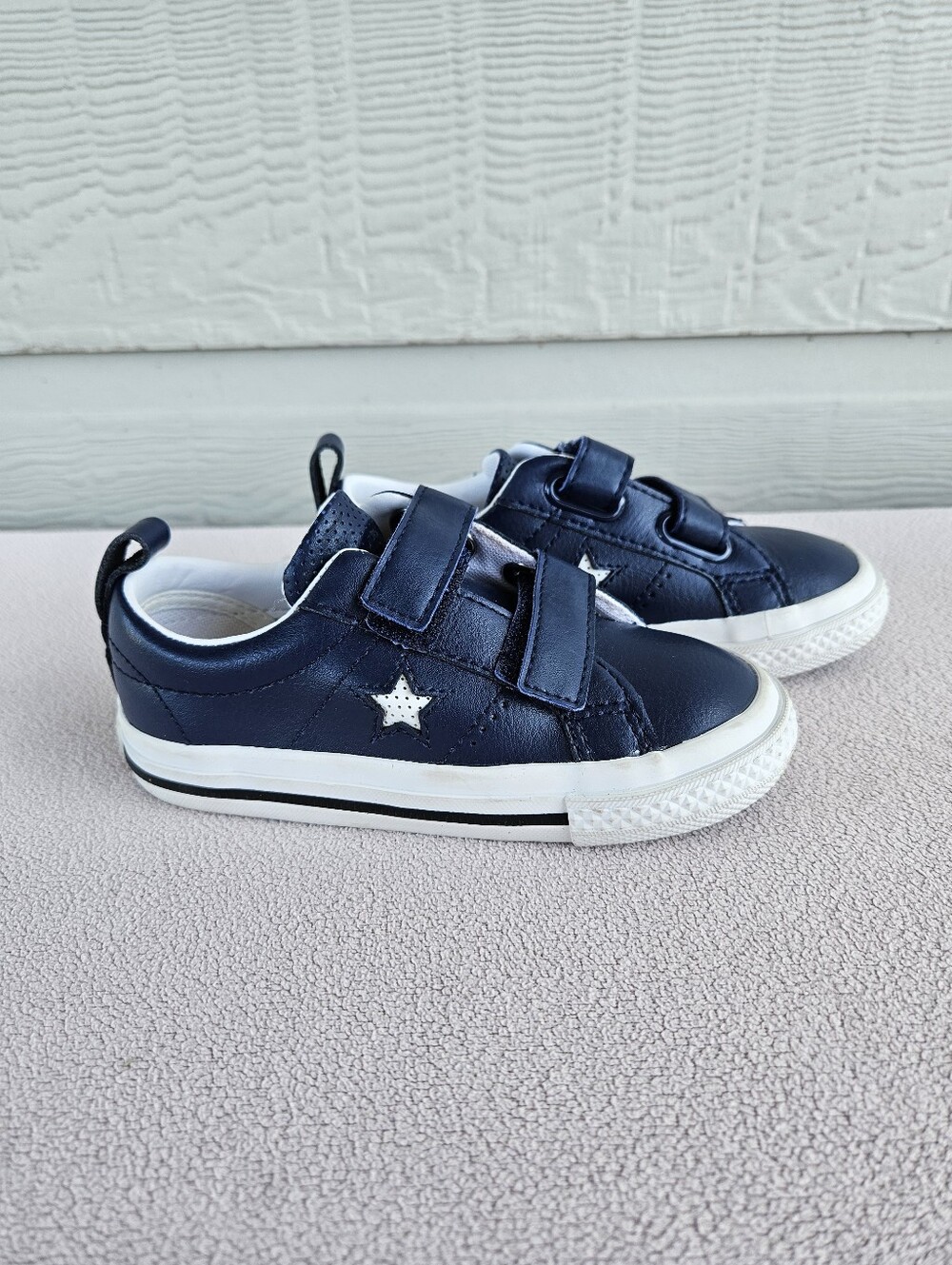 Converse One Star Low Top Sneaker Toddler SZ 9 Navy Blue Leather Hook & Loop